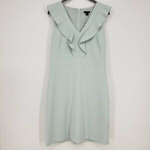 Ann Taylor Ruffle Trim Sheath Dress 6 Womens Sleeveless Light Mint Green NEW